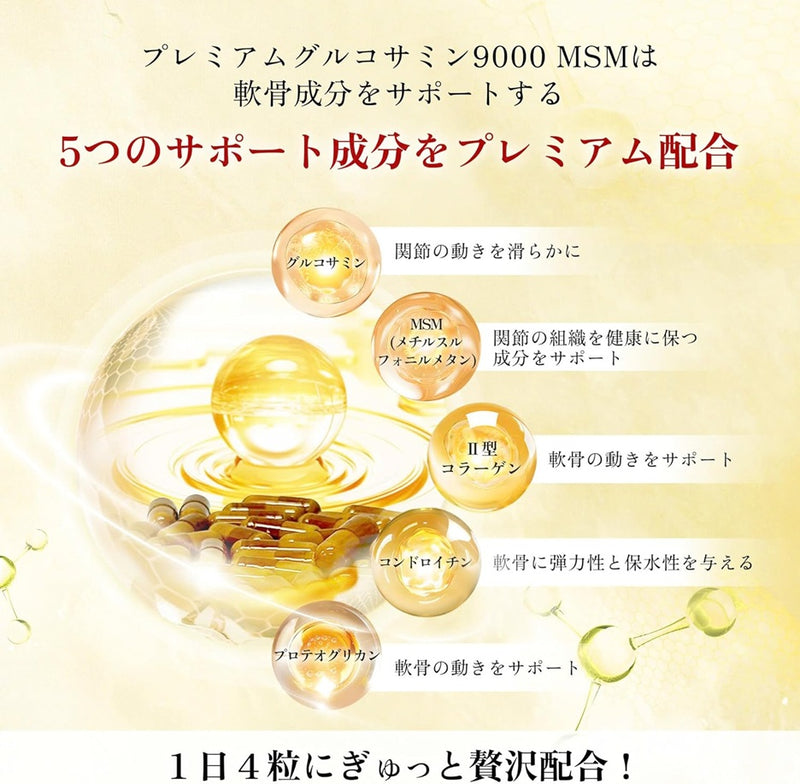 グルコサミン 9000 プレミアム MSM (120粒入り)